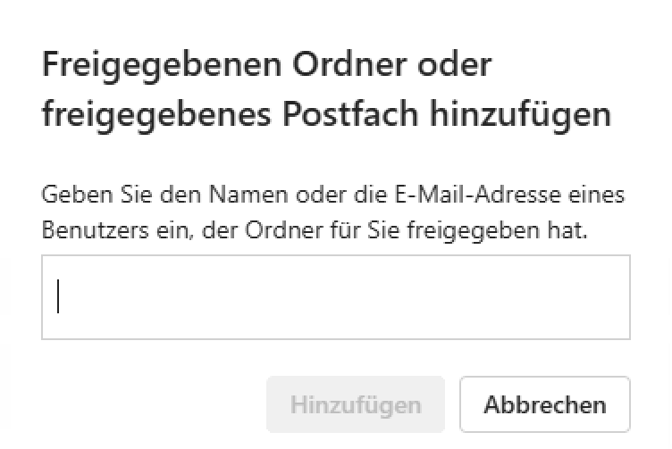 Freigegebenes Postfach in Ordnerleiste einbinden Freigegebenes Postfach in Ordnerleiste einbinden