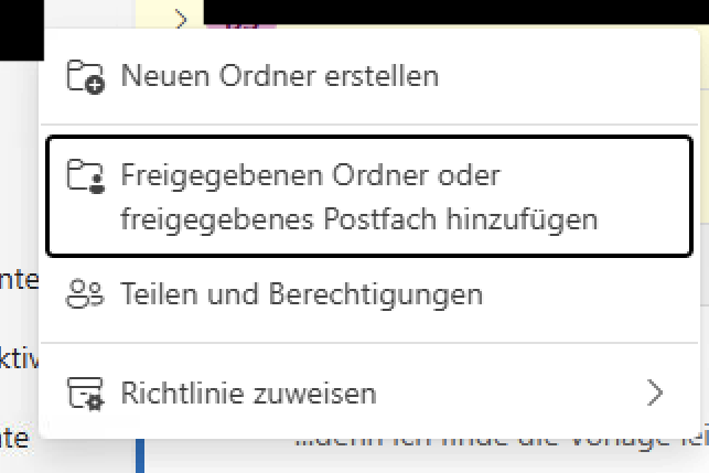 Freigegebenes Postfach in Ordnerleiste einbinden Freigegebenes Postfach in Ordnerleiste einbinden