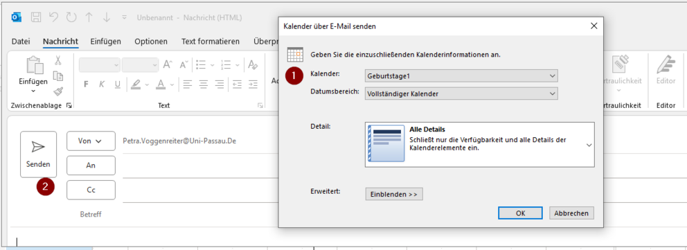 Kalender per E-Mail versenden