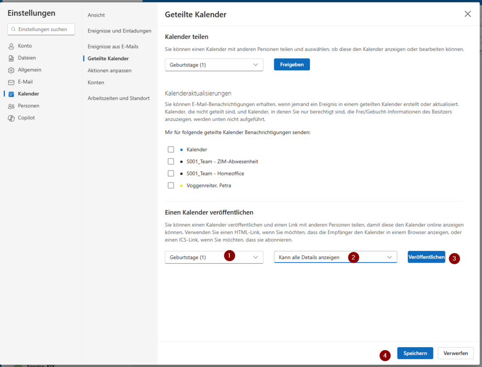 Kalender Veröffentlichen