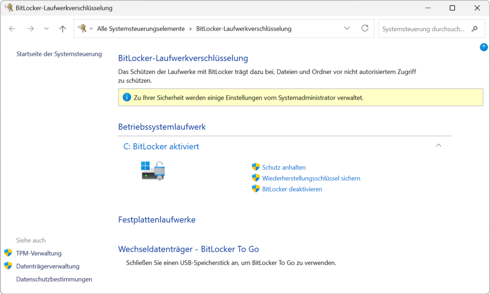 BitLocker Status prüfen