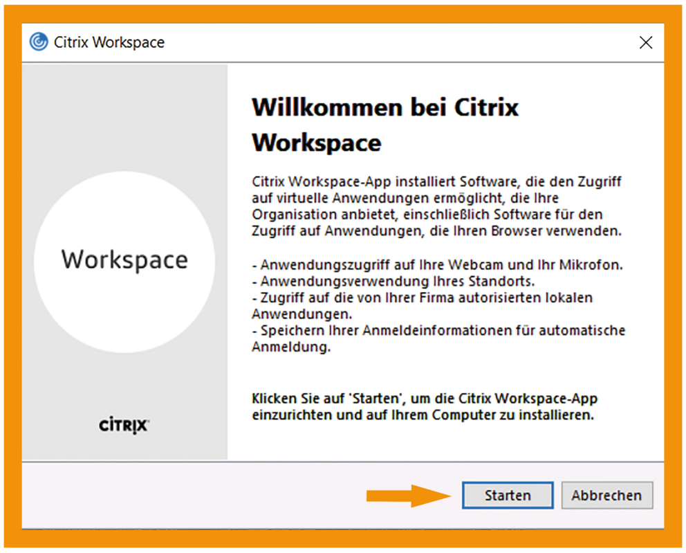 Windows Citrix Workspace App step 1