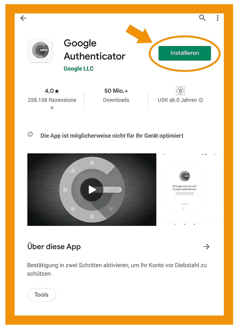 Android Google Authenticator App