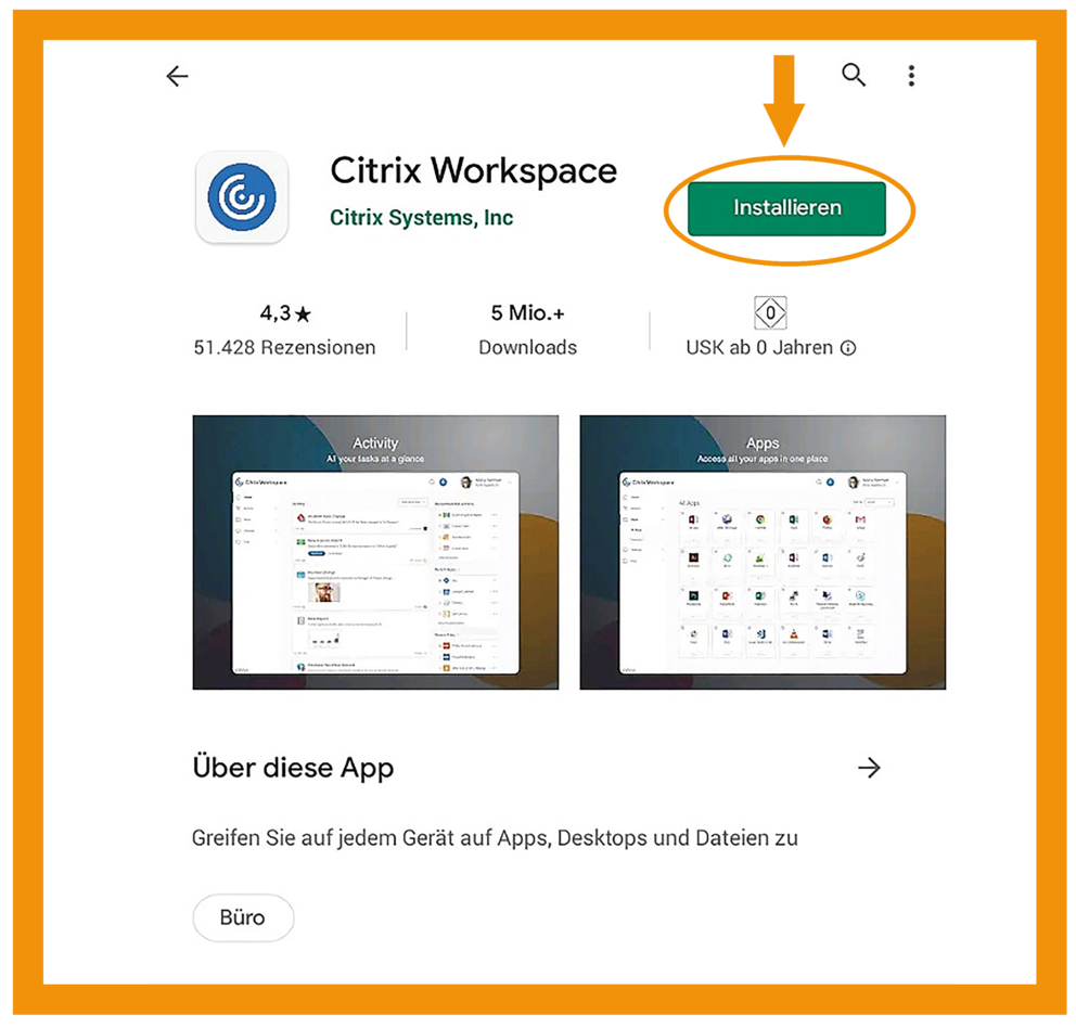 Android Citrix Workspace App Schritt 1