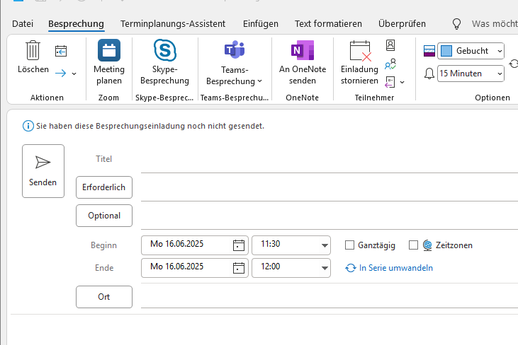 Outlook - Besprechung erstellen