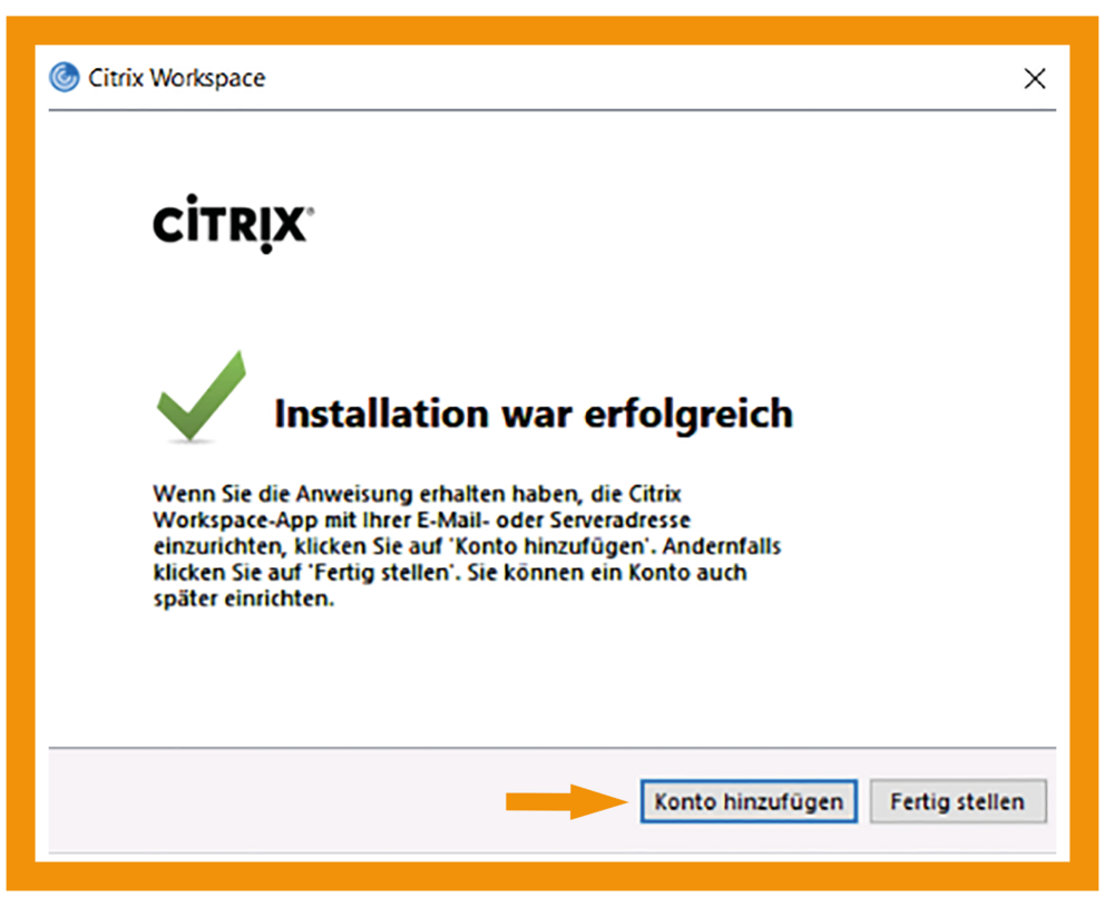 Windows Citrix Workspace App Schritt 2