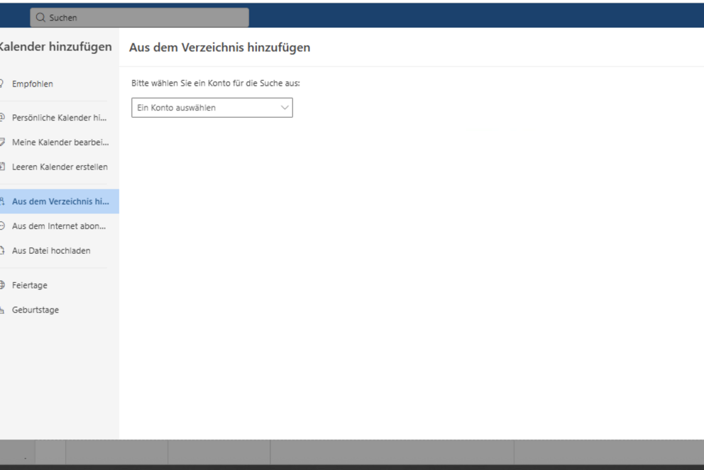 Kalender aus dem Verzeichnis hinzufügen Kalender aus dem Verzeichnis hinzufügen