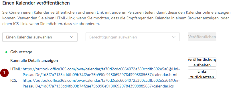 Kalender Online veröffentlichen HTML - ICS